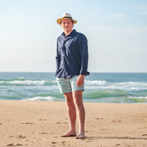 Navy Linen Long-sleeve Shirt