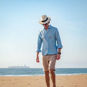 Sky Blue Linen Long-sleeve Shirt